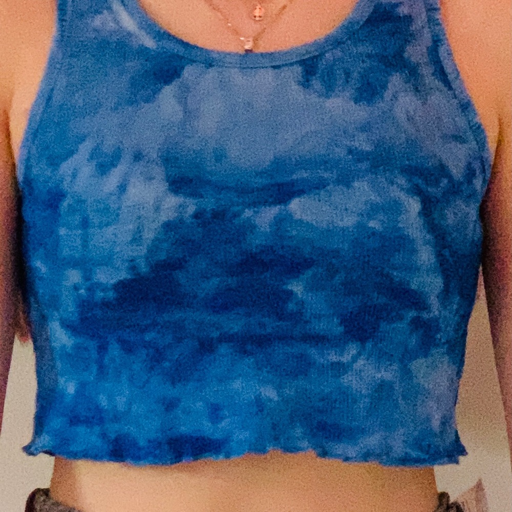 Blue tie-dye tank top